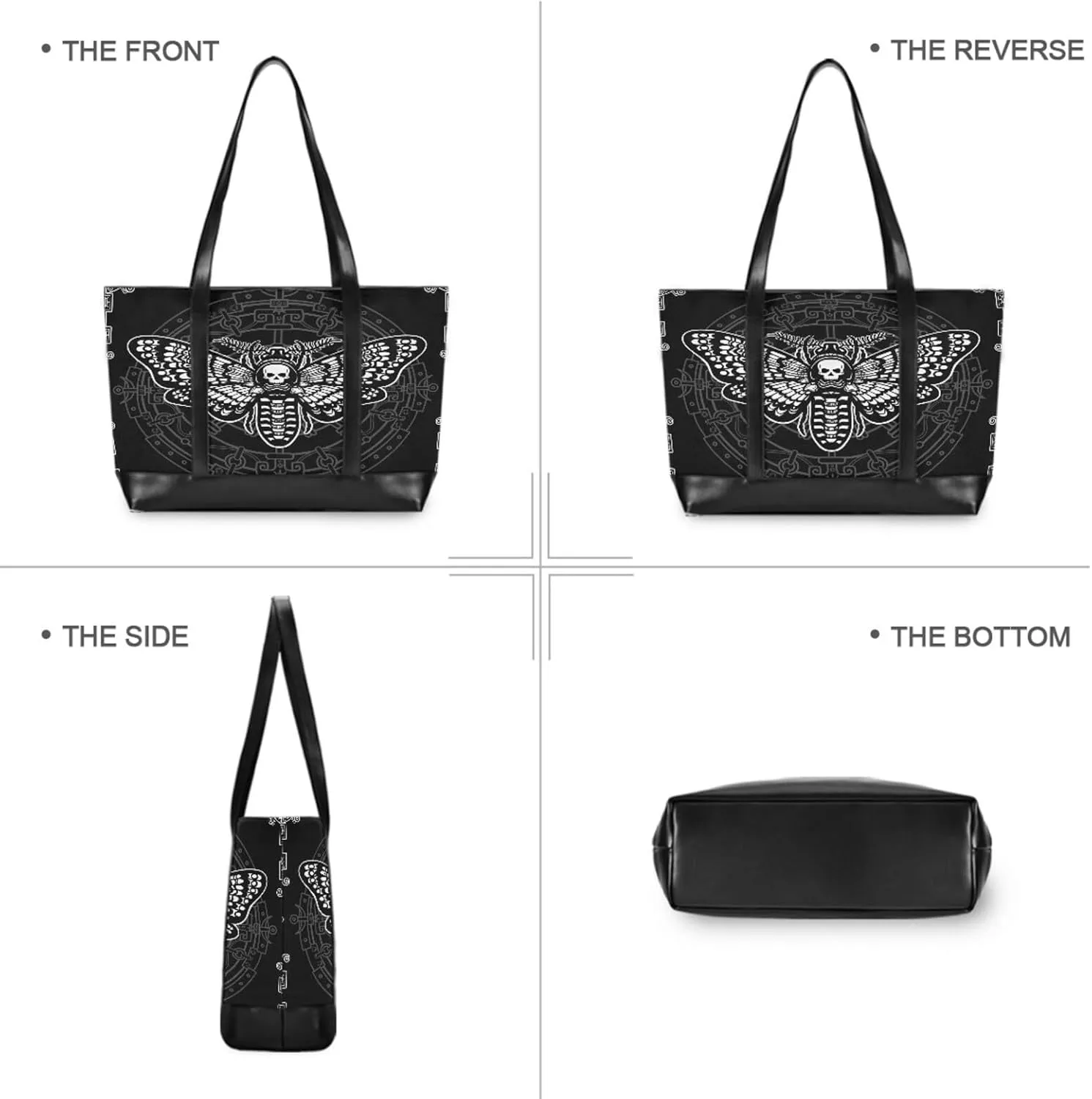 MNSRUU Laptop Bag for Women, Goth Laptop Tote Bag Canvas Laptop Shoulder Bag Large Womens Teacher Handbag