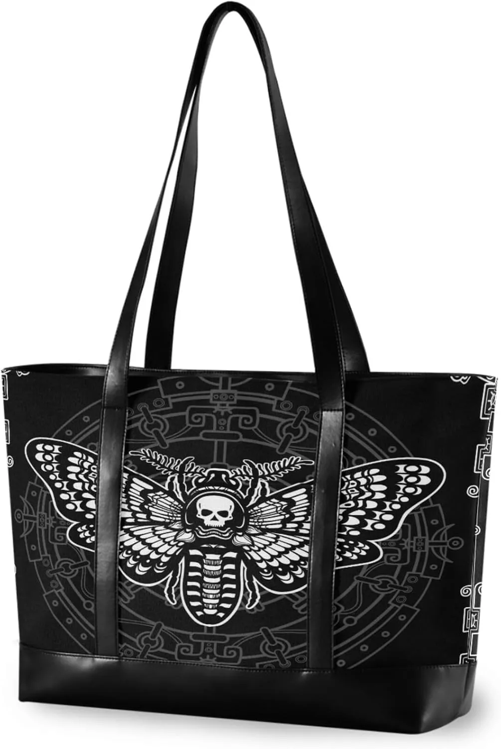 MNSRUU Laptop Bag for Women, Goth Laptop Tote Bag Canvas Laptop Shoulder Bag Large Womens Teacher Handbag