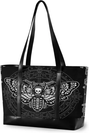 MNSRUU Laptop Bag for Women, Goth Laptop Tote Bag Canvas Laptop Shoulder Bag Large Womens Teacher Handbag