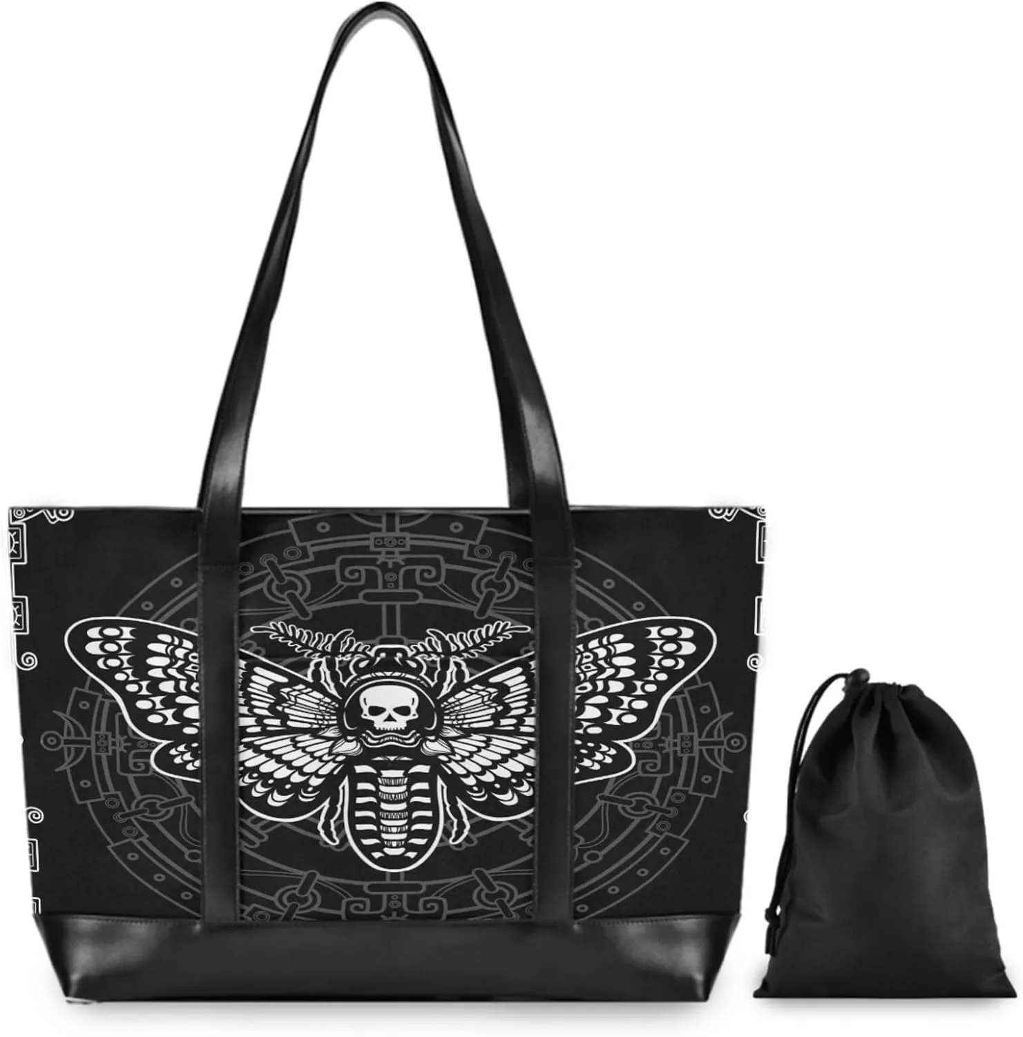 MNSRUU Laptop Bag for Women, Goth Laptop Tote Bag Canvas Laptop Shoulder Bag Large Womens Teacher Handbag