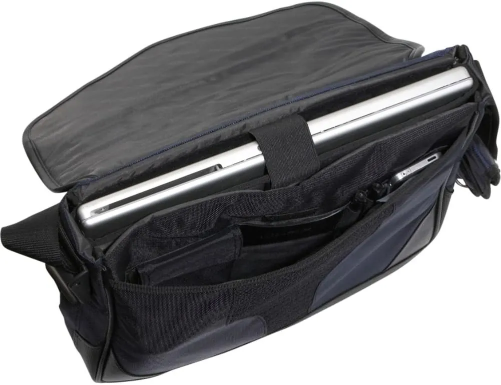 Mobile Edge Premium Laptop Messenger Bag for Men and Women, Travel, Fits Up To 15.4 Inch PCs and Compatible with MacBook 17 Inch, Navy Blue, MEMP03