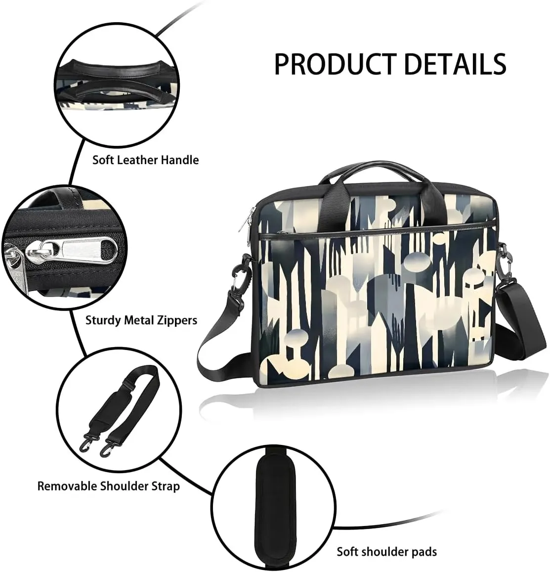 Modern Geometric 15 Inch Laptop Bag Laptop Shoulder Bag Computer Cases for Laptops or Tablets