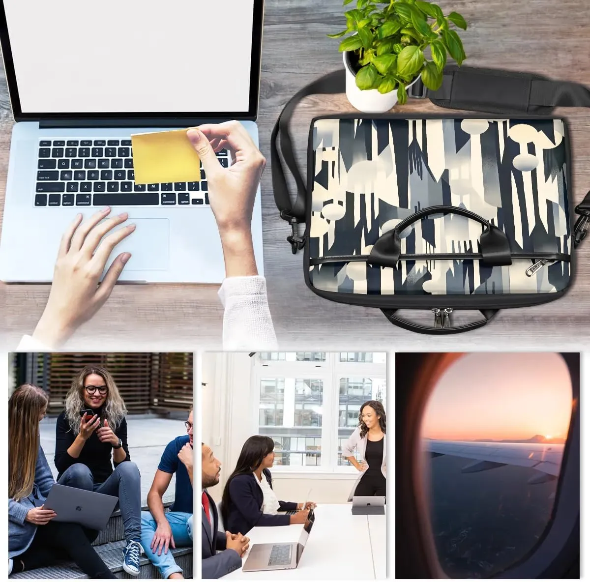 Modern Geometric 15 Inch Laptop Bag Laptop Shoulder Bag Computer Cases for Laptops or Tablets