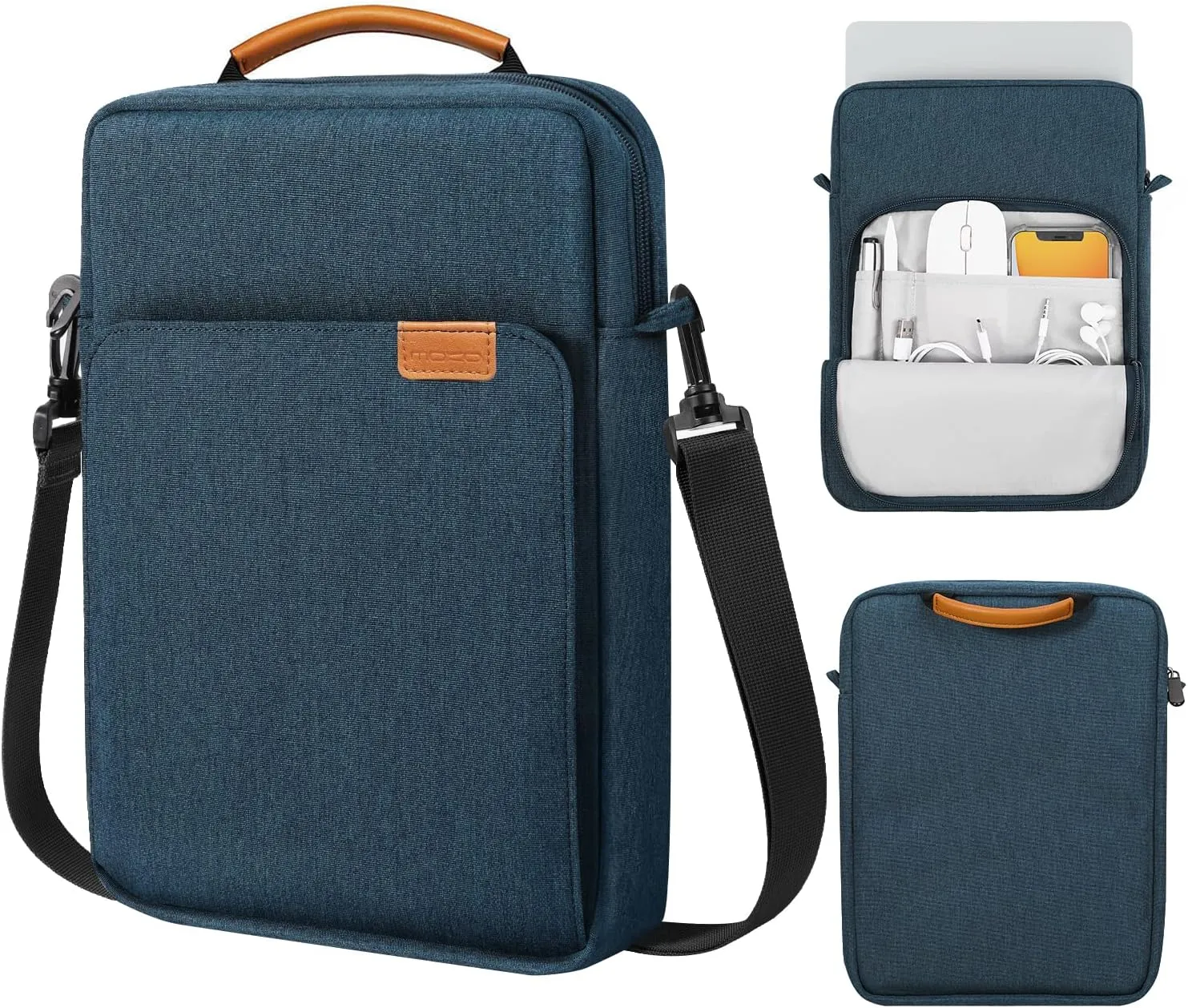 MoKo 13.3-14 Inch Laptop Sleeve Bag Fits Macbook Pro 13" M2 2022/Pro M1 Pro/M1 Max 14.2 2021, Macbook Air 13.6" M2 2022, Tab S8 Ultra 14.6", Handle Carrying Case with Shoulder Strap, Indigo