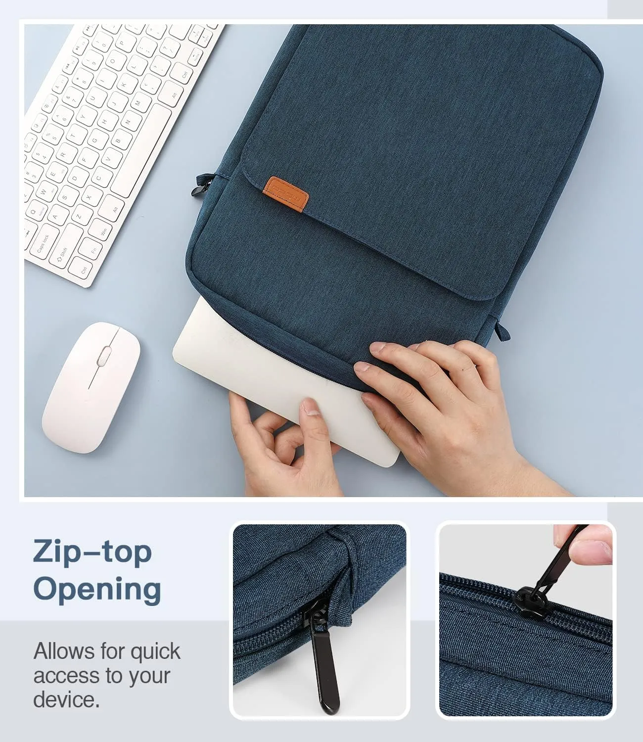 MoKo 13.3-14 Inch Laptop Sleeve Bag Fits Macbook Pro 13" M2 2022/Pro M1 Pro/M1 Max 14.2 2021, Macbook Air 13.6" M2 2022, Tab S8 Ultra 14.6", Handle Carrying Case with Shoulder Strap, Indigo