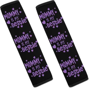 Mommy is My Bestie Fashion Car Seat Belt Cover Pad for Shoulder Bag Camera Soft Comfort Accessories 2PCS