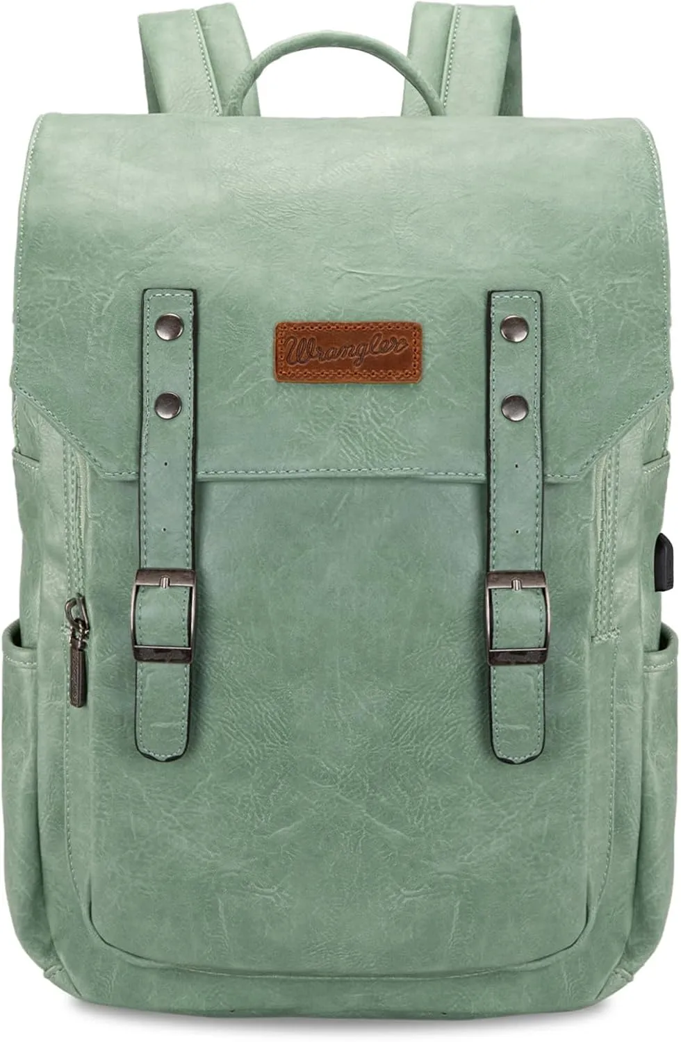 Montana West × Wrangler Womens Backpack Leather Laptop Backpack Unisex Fashion Backpack