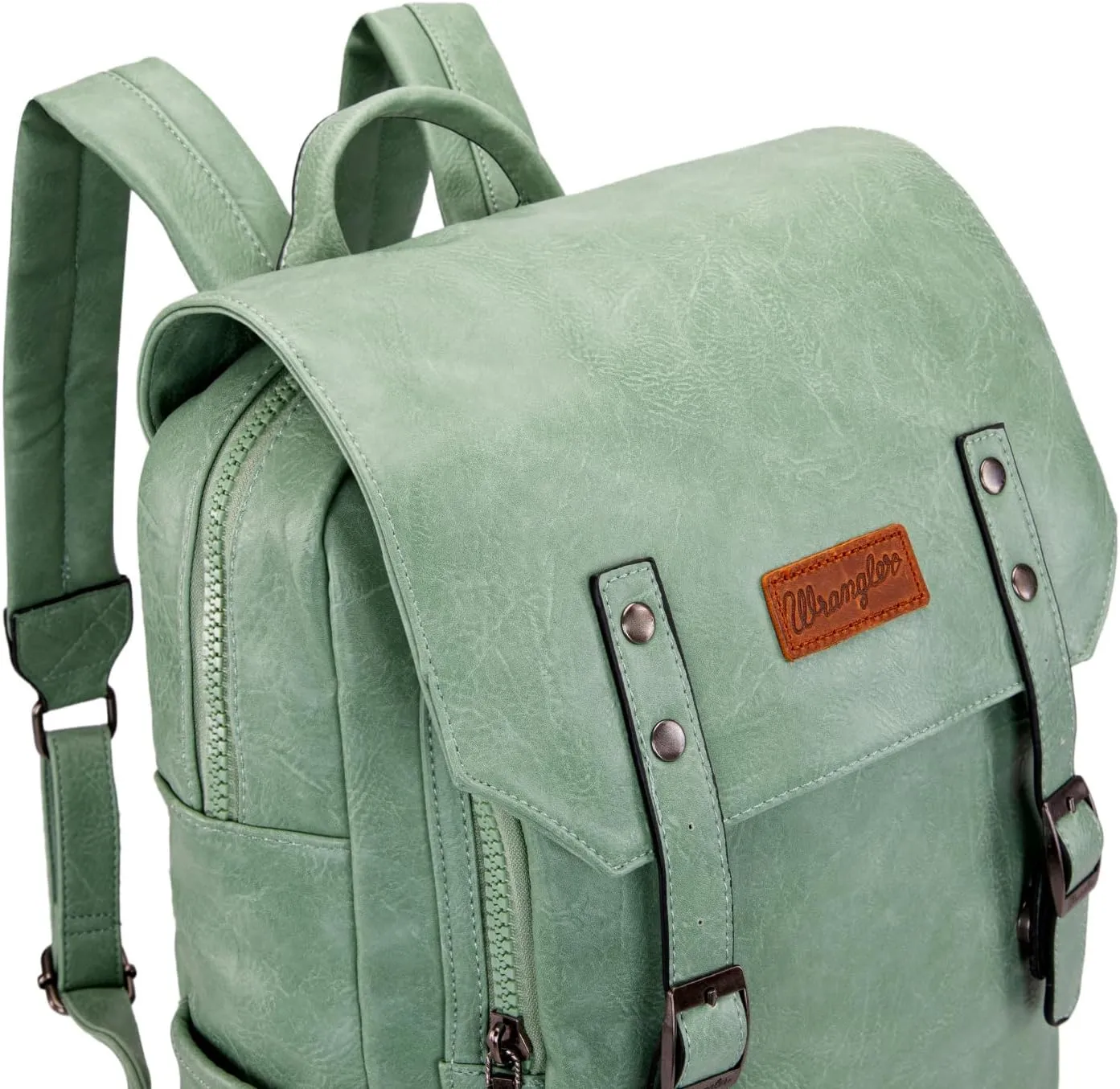 Montana West × Wrangler Womens Backpack Leather Laptop Backpack Unisex Fashion Backpack