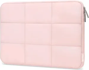 MOSISO 13-14 inch Laptop Case, 13.3 inch Puffy Laptop Sleeve Compatible with MacBook Air 13 13.3 13.6/Pro 13/14, HP, Dell, ASUS, Lenovo, Rectangle Quilted Puffer Computer Bag for Women, Pink