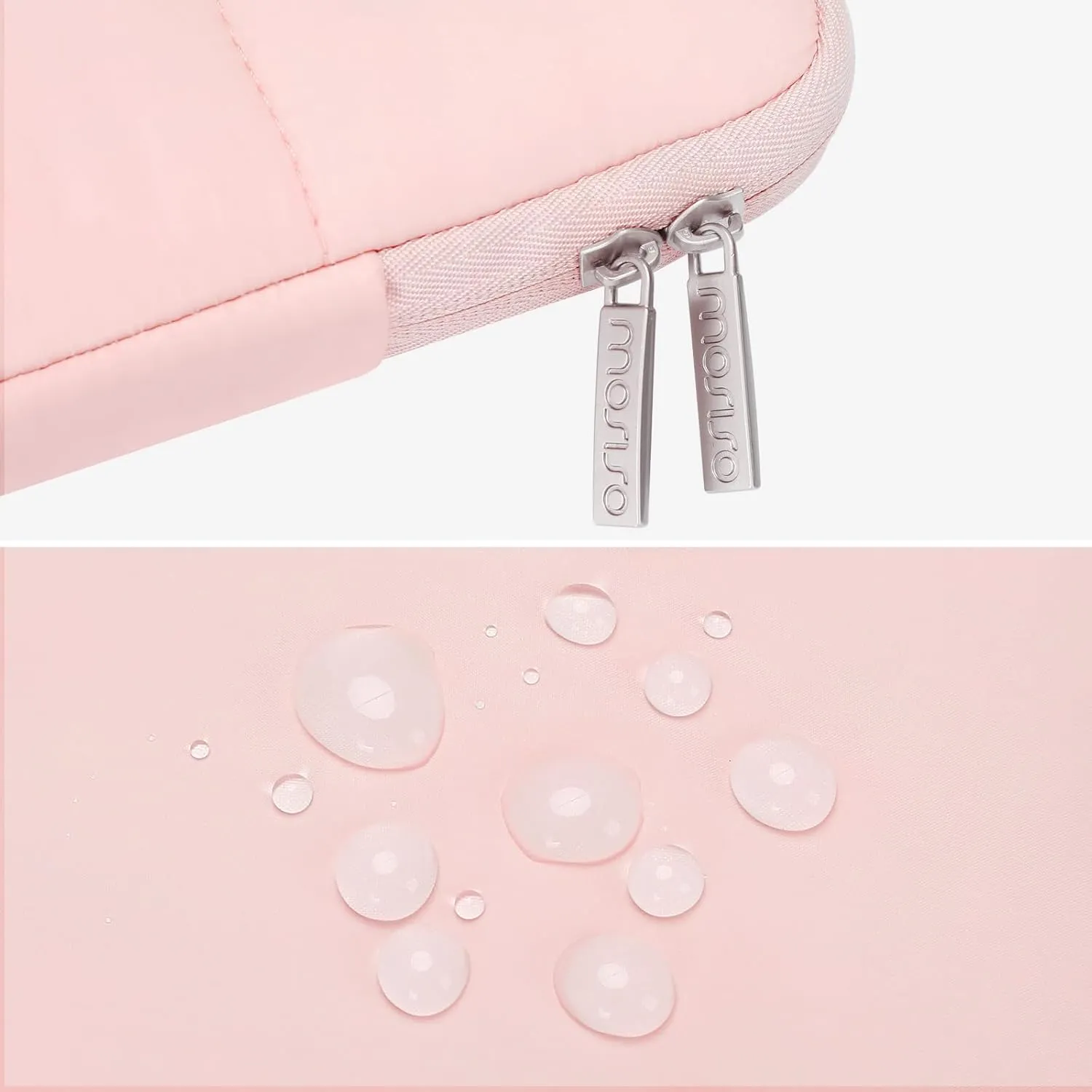 MOSISO 13-14 inch Laptop Case, 13.3 inch Puffy Laptop Sleeve Compatible with MacBook Air 13 13.3 13.6/Pro 13/14, HP, Dell, ASUS, Lenovo, Rectangle Quilted Puffer Computer Bag for Women, Pink