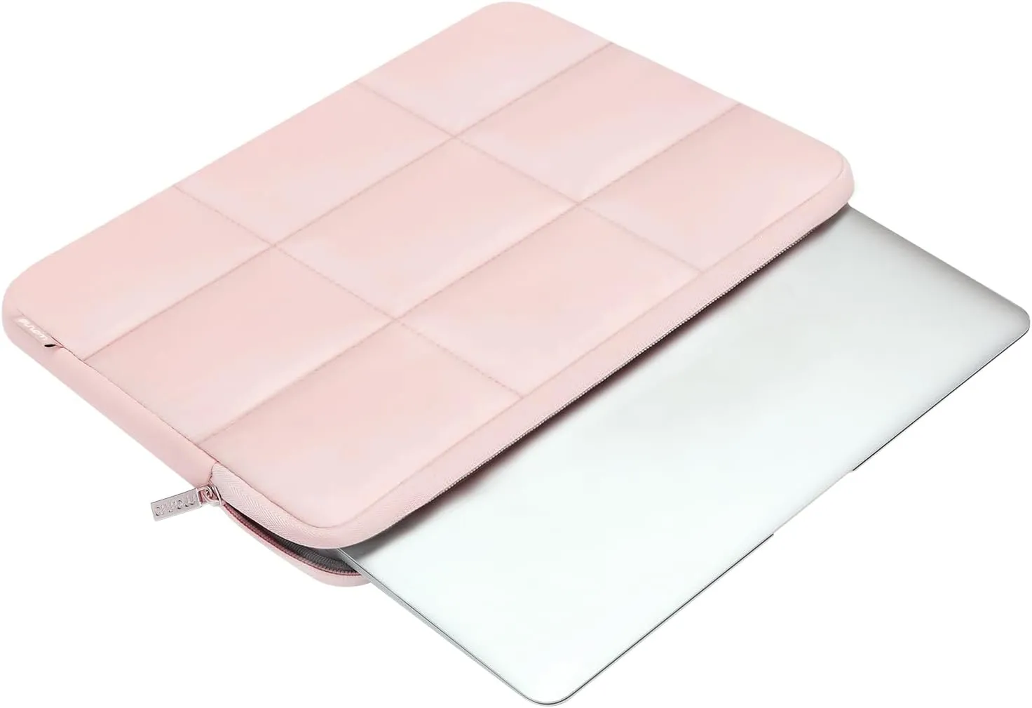 MOSISO 13-14 inch Laptop Case, 13.3 inch Puffy Laptop Sleeve Compatible with MacBook Air 13 13.3 13.6/Pro 13/14, HP, Dell, ASUS, Lenovo, Rectangle Quilted Puffer Computer Bag for Women, Pink
