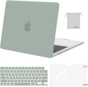 MOSISO Compatible with MacBook Air 13 inch Case 2025 2024 2023 2022 M4 A3240 M3 A3113 M2 A2681, Plastic Hard Shell&Keyboard Cover&Screen Film&Pouch for MacBook Air 13.6 inch Case, Antique Green