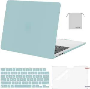 MOSISO Compatible with MacBook Air 13 inch Case 2025 2024 2023 2022 M4 A3240 M3 A3113 M2 A2681, Plastic Hard Shell&Keyboard Cover&Screen Film&Pouch for MacBook Air 13.6 inch Case, Aquamarine