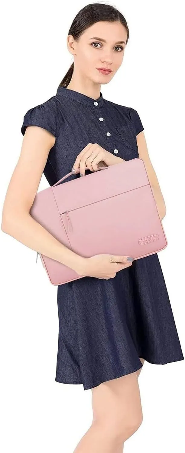 MOSISO Laptop Case 13.3 inch, 13-14 inch Laptop Sleeve with Handle Compatible with MacBook Air/Pro 13 / Pro 14, HP Dell ASUS Lenovo Notebook, Polyester Multifunctional Computer Bag, Pink