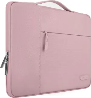 MOSISO Laptop Case 13.3 inch, 13-14 inch Laptop Sleeve with Handle Compatible with MacBook Air/Pro 13 / Pro 14, HP Dell ASUS Lenovo Notebook, Polyester Multifunctional Computer Bag, Pink