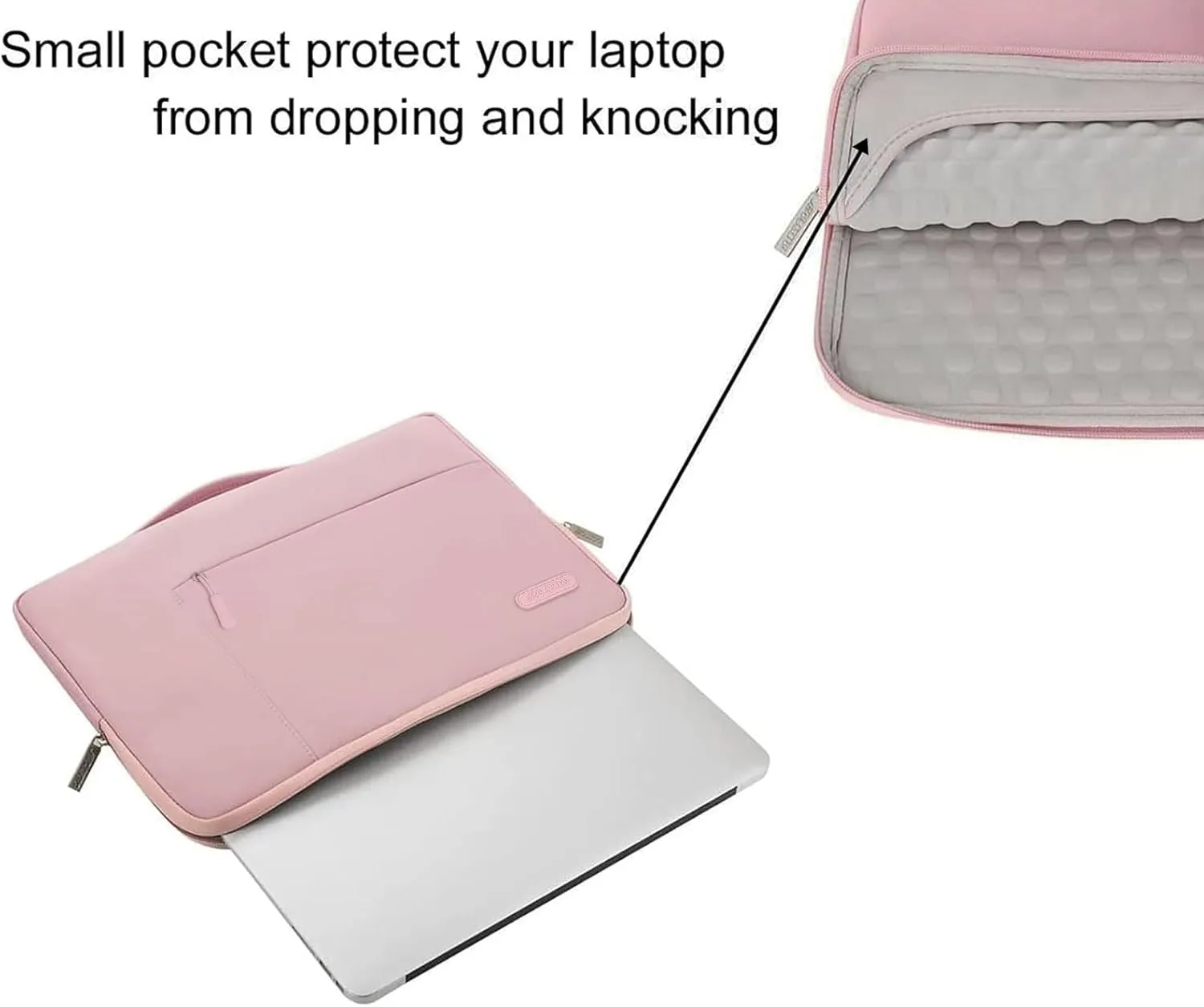 MOSISO Laptop Case 13.3 inch, 13-14 inch Laptop Sleeve with Handle Compatible with MacBook Air/Pro 13 / Pro 14, HP Dell ASUS Lenovo Notebook, Polyester Multifunctional Computer Bag, Pink
