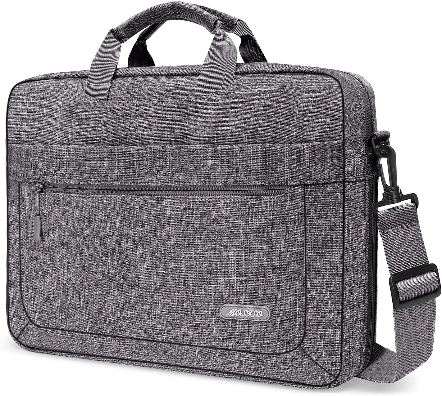 MOSISO Laptop Shoulder Messenger Bag Compatible with 17-17.3 inch Dell XPS/HP Pavilion/Ideapad/Acer/Alienware/HP Omen with Adjustable Depth at Bottom, Gray