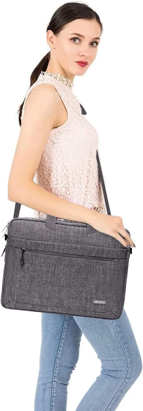 MOSISO Laptop Shoulder Messenger Bag Compatible with 17-17.3 inch Dell XPS/HP Pavilion/Ideapad/Acer/Alienware/HP Omen with Adjustable Depth at Bottom, Gray
