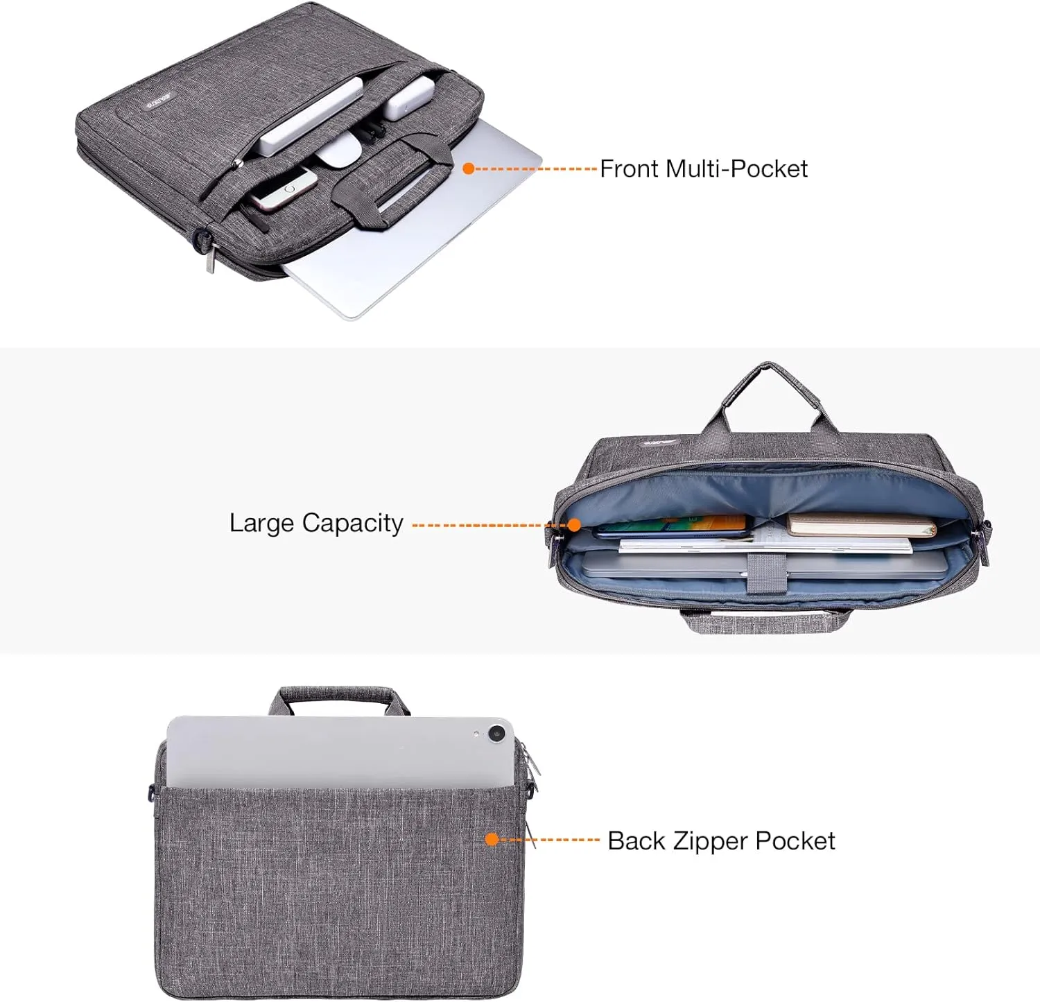 MOSISO Laptop Shoulder Messenger Bag Compatible with 17-17.3 inch Dell XPS/HP Pavilion/Ideapad/Acer/Alienware/HP Omen with Adjustable Depth at Bottom, Gray