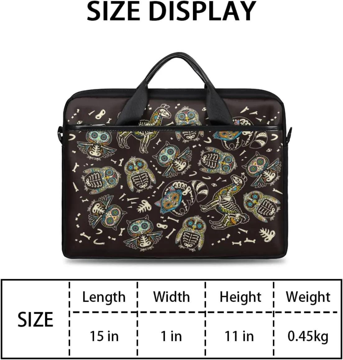 Muertos Skull Laptop Shoulder Messenger Bag Waterproof Laptop Briefcase Handle Padded Strap