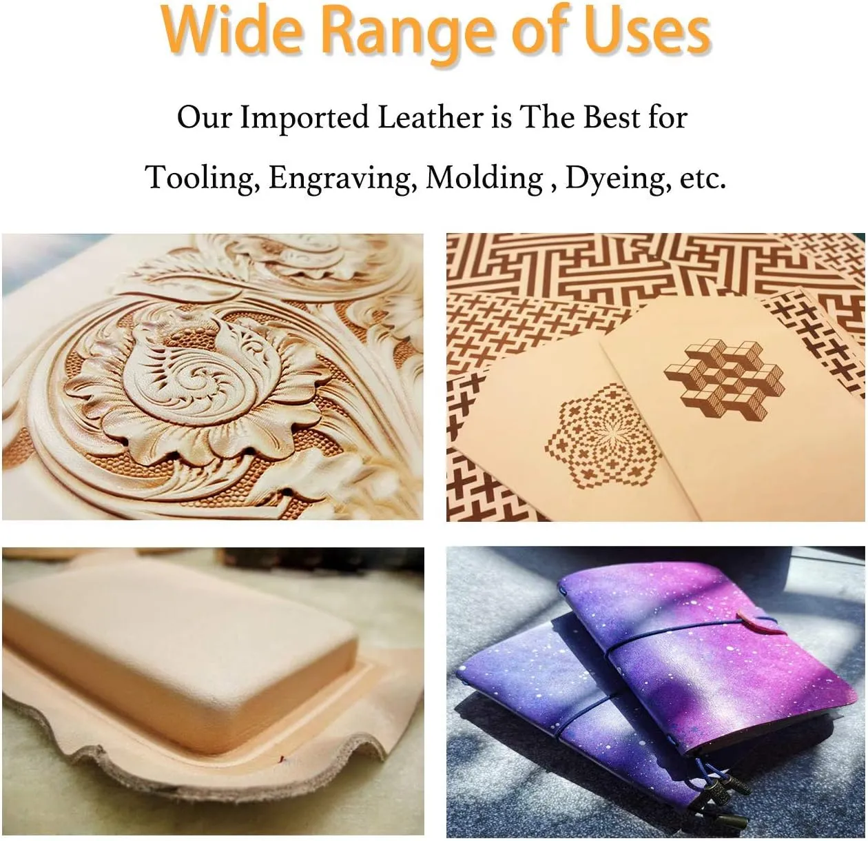 Muse Craft Flawless 12''X24'' 5-6oz Vegetable Tanned Leather Precut| Import A Grade Tooling Leather Hide Full Grain Veg Tan Leather for Tooling, Carving, Dyeing, Embossing(12''x24'' 1.9-2.3mm)
