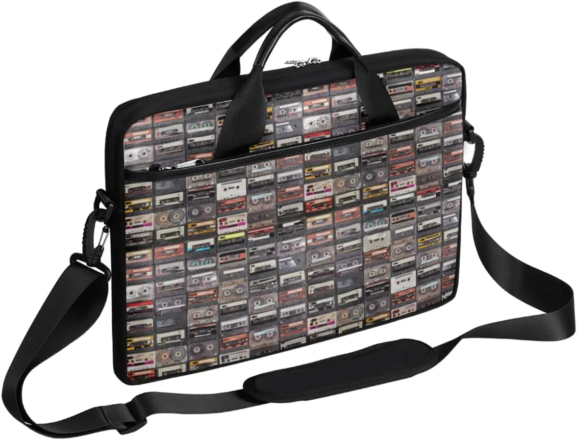 Music Notes Piano Keys Laptop Shoulder Messenger Bag Waterproof Laptop Briefcase Handle Padded Strap