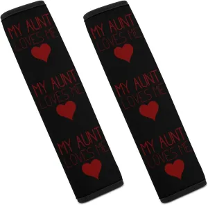 My Aunt Loves Me Fashion Car Seat Belt Cover Pad for Shoulder Bag Camera Soft Comfort Accessories 2PCS