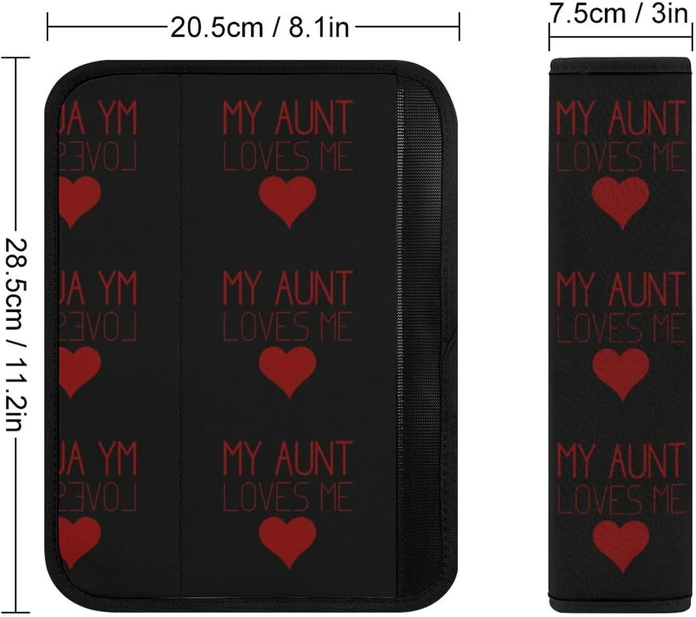My Aunt Loves Me Fashion Car Seat Belt Cover Pad for Shoulder Bag Camera Soft Comfort Accessories 2PCS