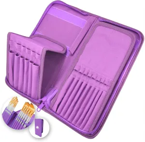 MyArtscape Paint Brush Holder, Purple Organizer for 15 Short Handle Brushes - Storage for Acrylic, Oil & Watercolor Paintbrushes - Premium Art Supplies