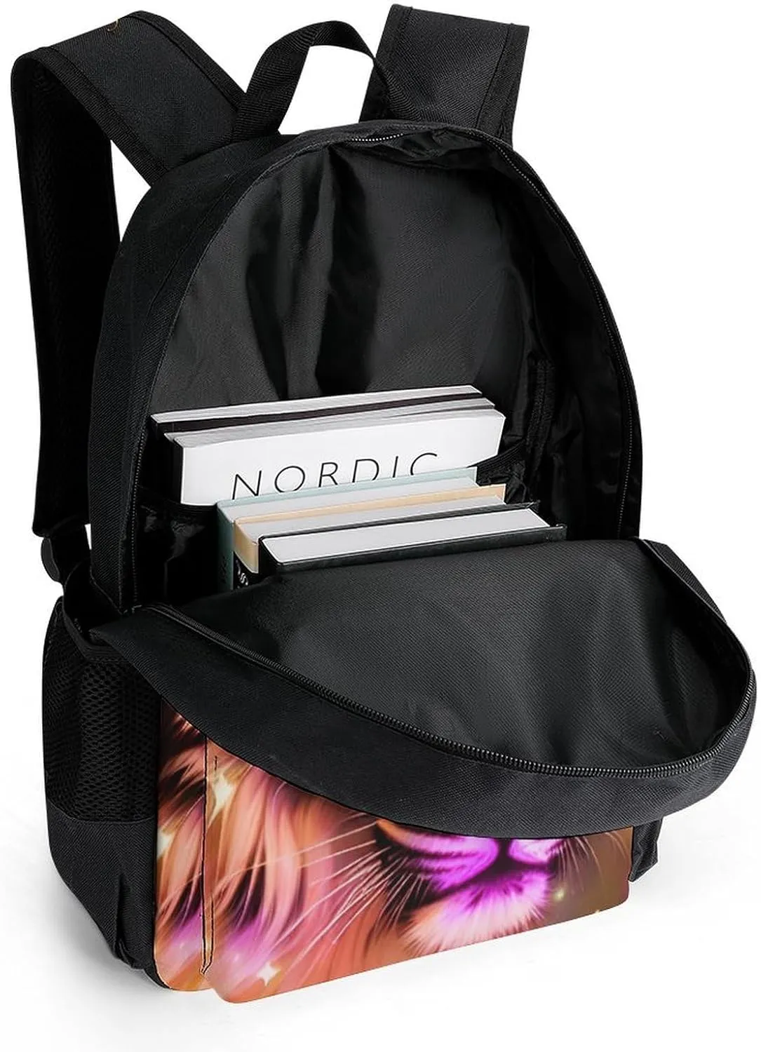 Mystic Fantasy Galaxy Sky Fantasy Tiger Wild Animals Boho Style Rucksacks Lightweight Multipurpose Anti-Theft Shoulder Bag Big Capacity Traveling & Camping Backpack With Side Pockets