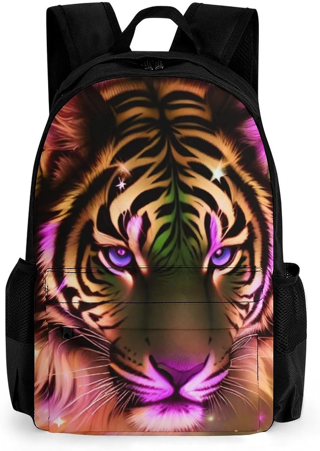 Mystic Fantasy Galaxy Sky Fantasy Tiger Wild Animals Boho Style Rucksacks Lightweight Multipurpose Anti-Theft Shoulder Bag Big Capacity Traveling & Camping Backpack With Side Pockets