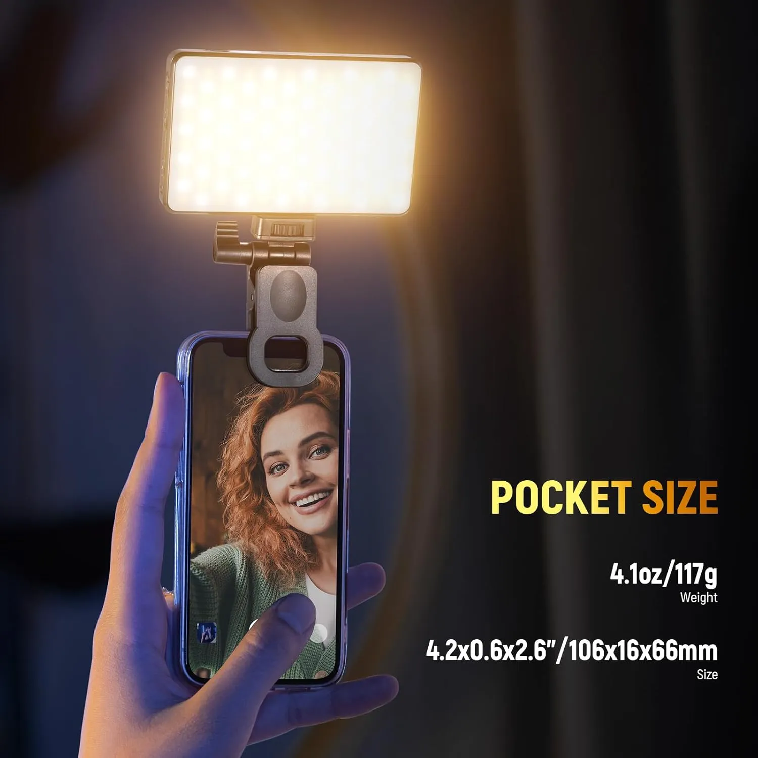NEEWER Basics LED Selfie Phone Light, Rechargeable 2500-9000K Clip On Fill Light, Color Films/Diffuser/3000mAh, CRI95  Dimmable Video Conference Lighting for iPhone Camera Laptop Zoom Call, BL120B