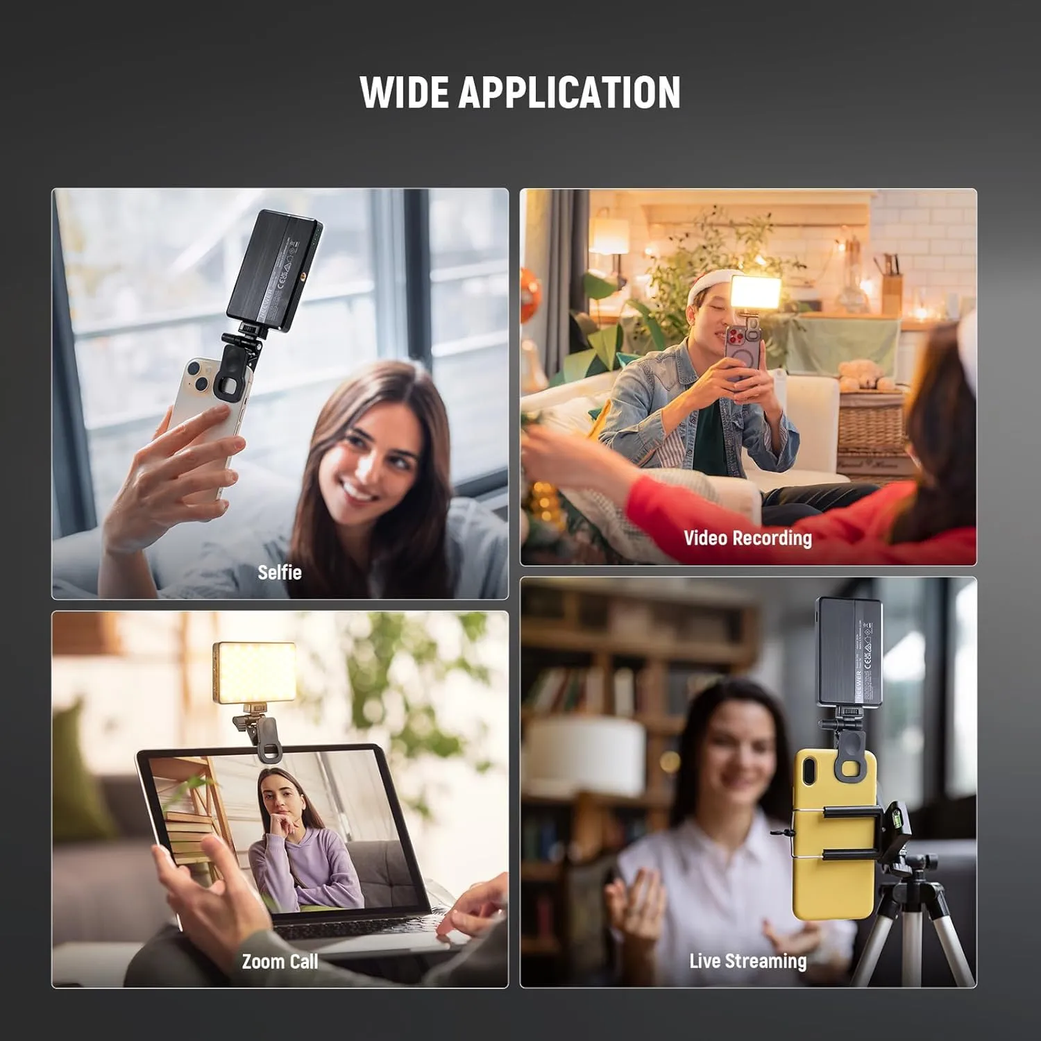 NEEWER Basics LED Selfie Phone Light, Rechargeable 2500-9000K Clip On Fill Light, Color Films/Diffuser/3000mAh, CRI95  Dimmable Video Conference Lighting for iPhone Camera Laptop Zoom Call, BL120B