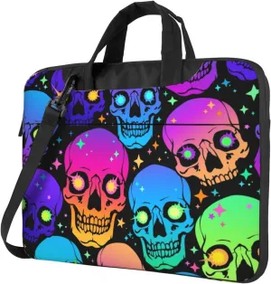 Neon Skull Glowing Eyes Laptop Bag Classic Slim Briefcase Messenger Bag, Spacious, Ergonomic