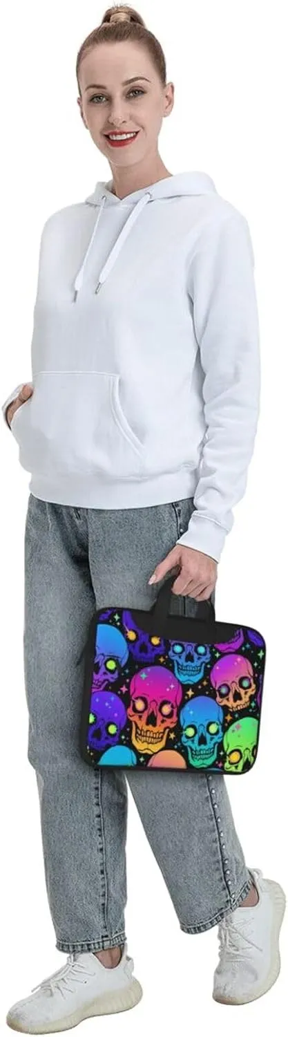 Neon Skull Glowing Eyes Laptop Bag Classic Slim Briefcase Messenger Bag, Spacious, Ergonomic