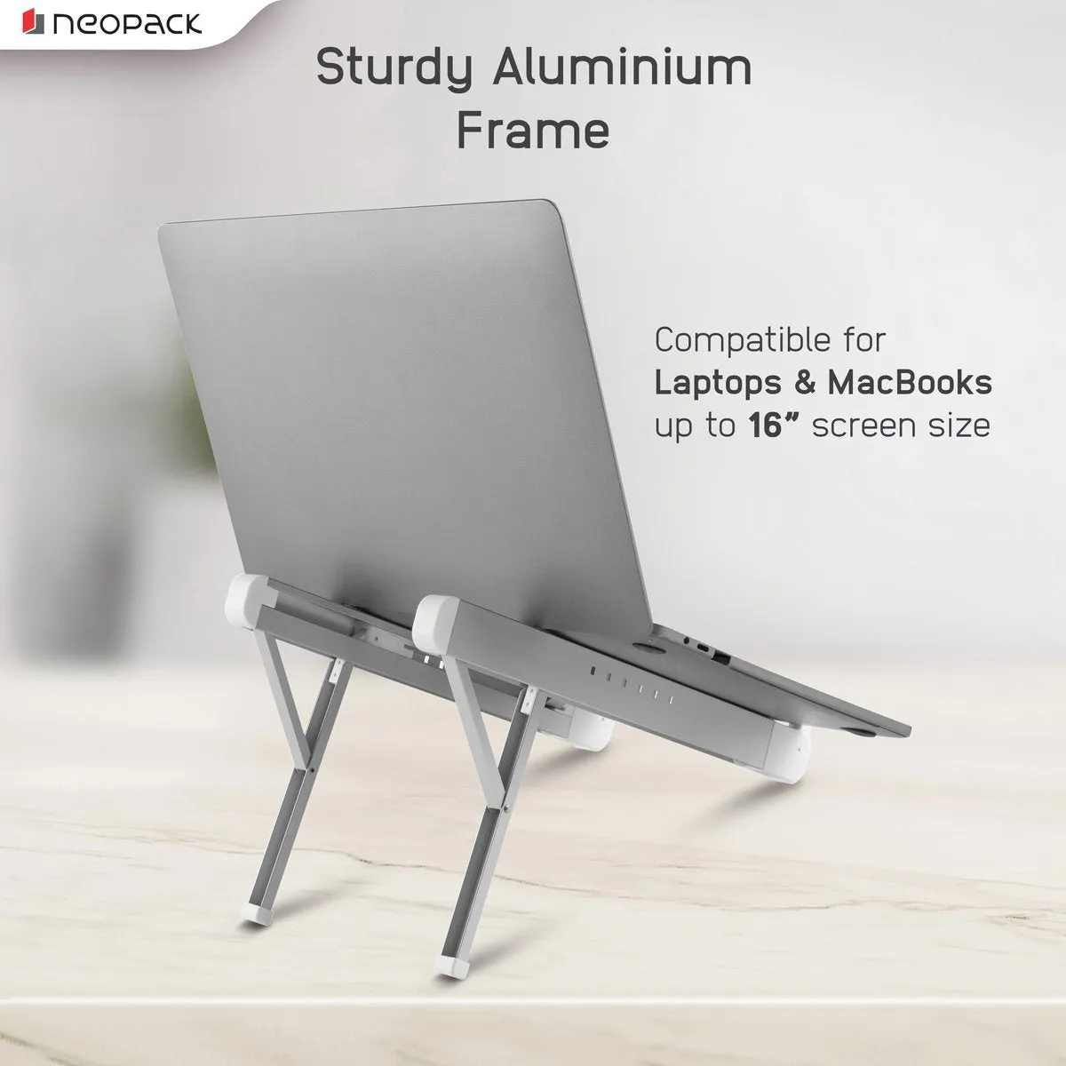 Neopack Laptop Riser / Lap Desk for 13-inch to 16-inch Laptops & MacBook - Silver