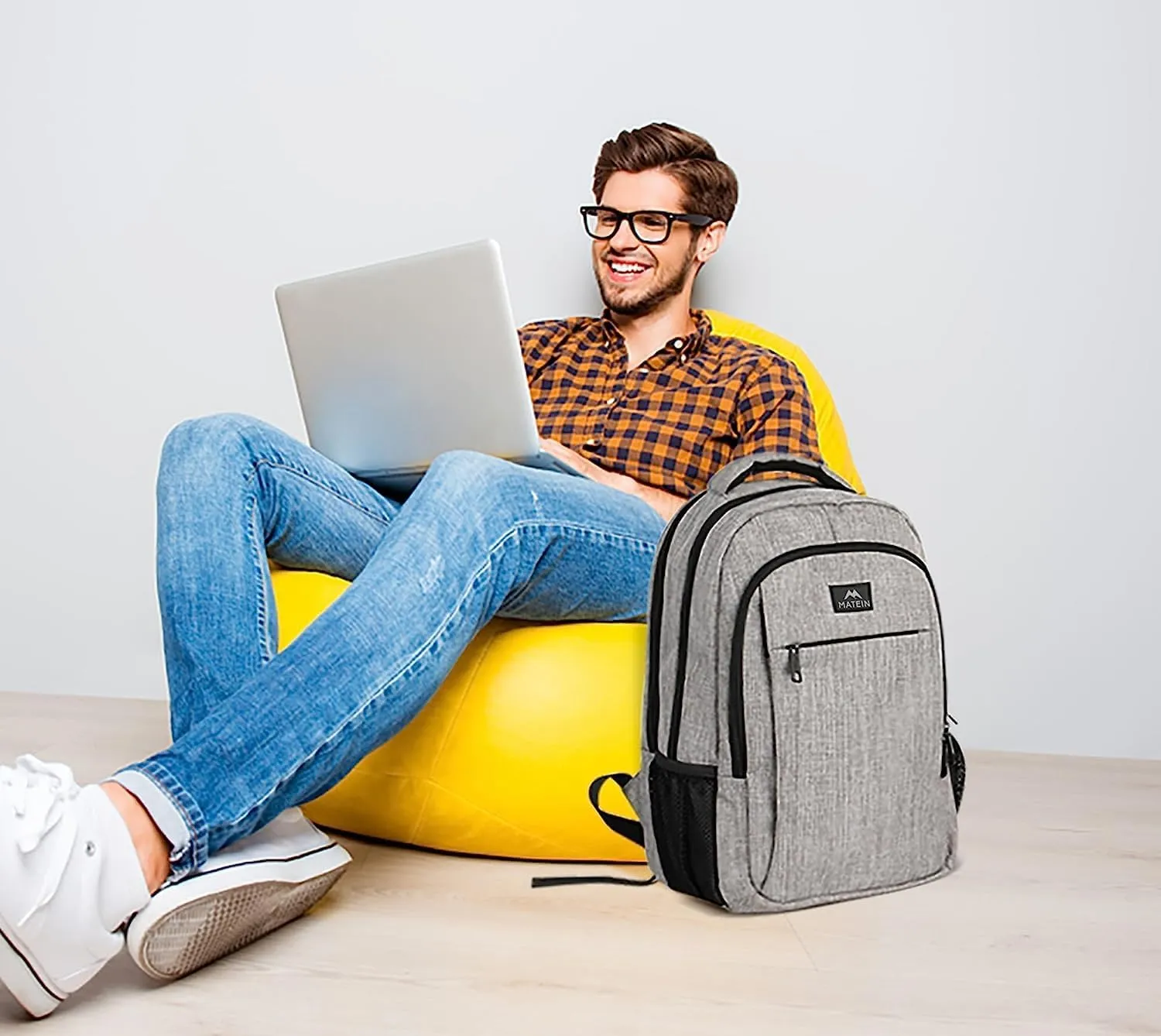 New Fusion Arrival 2024 Stylish Travel Laptop Backpack, Work Bag Lightweight Laptop Bag with USB Charging Port, anti Theft Business Backpack, Water Resistant School Rucksack Gift for Men and Women, Fits 15.6 Inch Laptop, Grey
