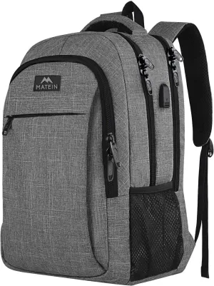 New Fusion Arrival 2024 Stylish Travel Laptop Backpack, Work Bag Lightweight Laptop Bag with USB Charging Port, anti Theft Business Backpack, Water Resistant School Rucksack Gift for Men and Women, Fits 15.6 Inch Laptop, Grey