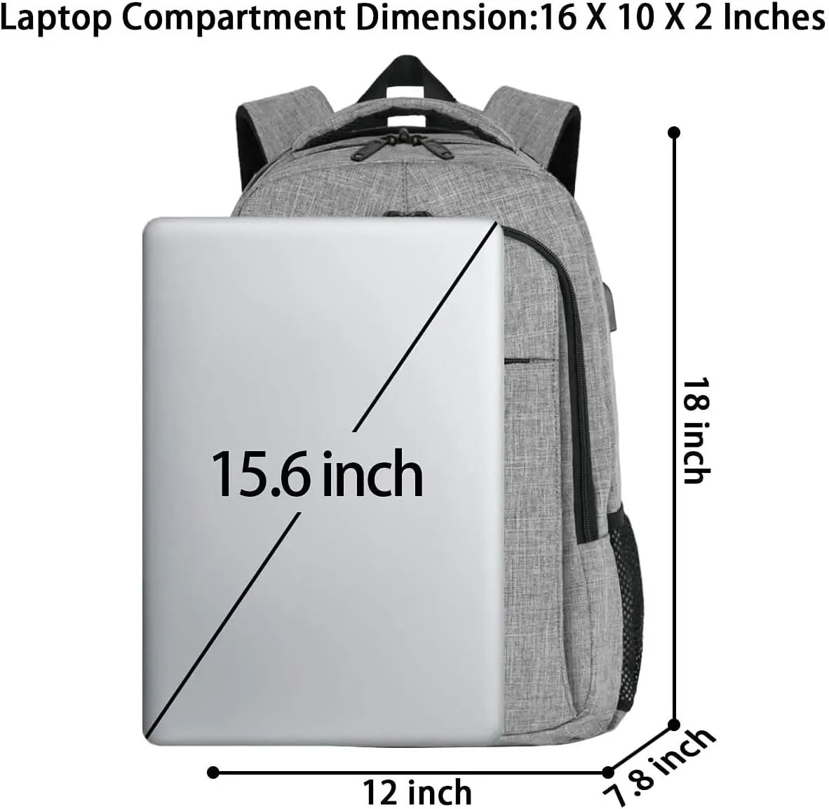 New Fusion Arrival 2024 Stylish Travel Laptop Backpack, Work Bag Lightweight Laptop Bag with USB Charging Port, anti Theft Business Backpack, Water Resistant School Rucksack Gift for Men and Women, Fits 15.6 Inch Laptop, Grey