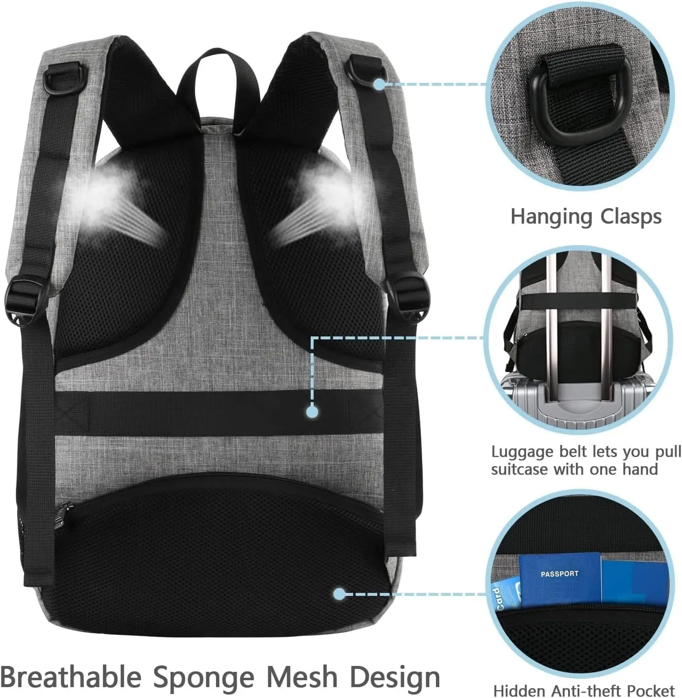 New Fusion Arrival 2024 Stylish Travel Laptop Backpack, Work Bag Lightweight Laptop Bag with USB Charging Port, anti Theft Business Backpack, Water Resistant School Rucksack Gift for Men and Women, Fits 15.6 Inch Laptop, Grey