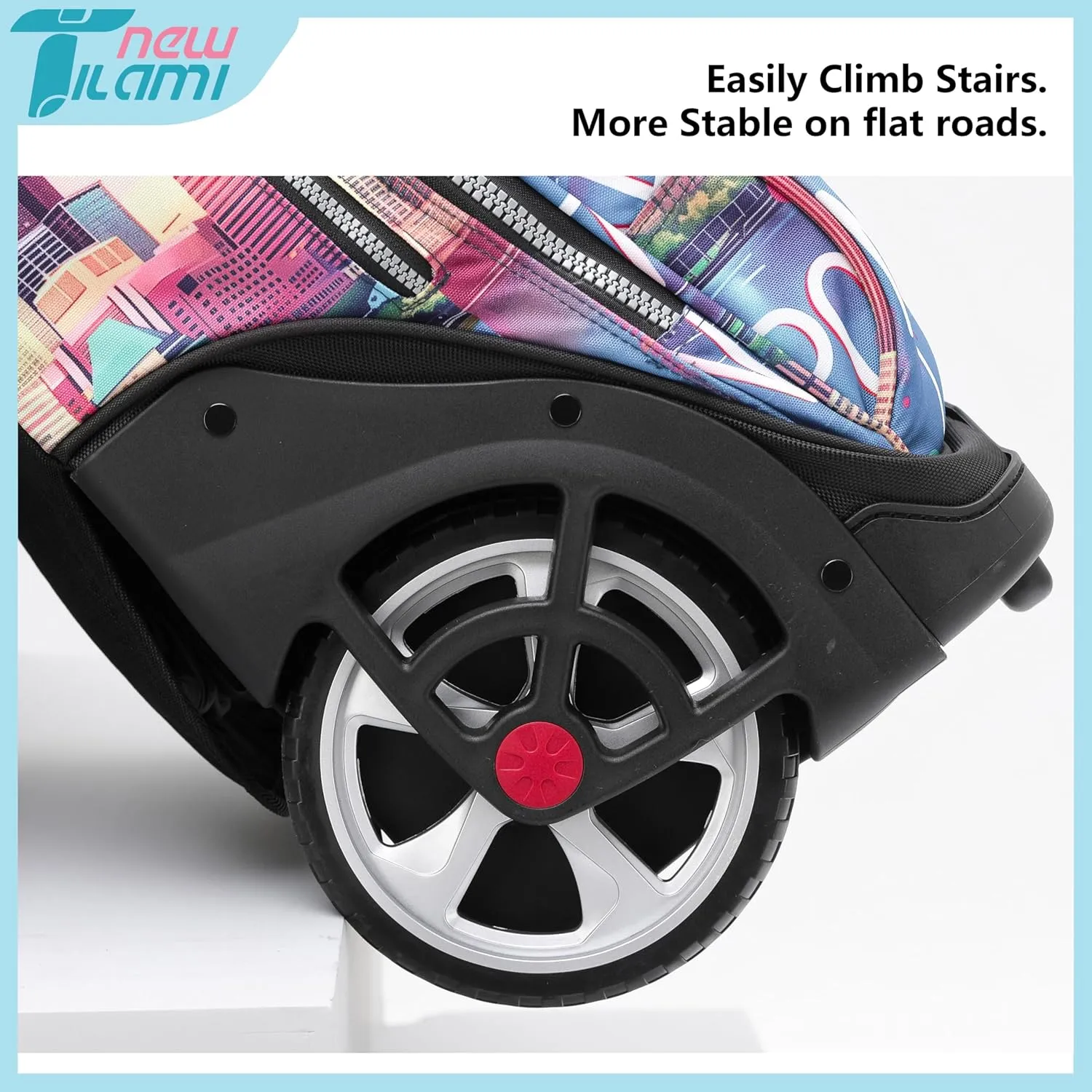 NEW TILAMI Rolling Backpack 19 inch Teens Rolling Backpack Cute Wheeled Computer Laptop Backpack Bookbag Roller Travel Bag College, City (No USB interface)