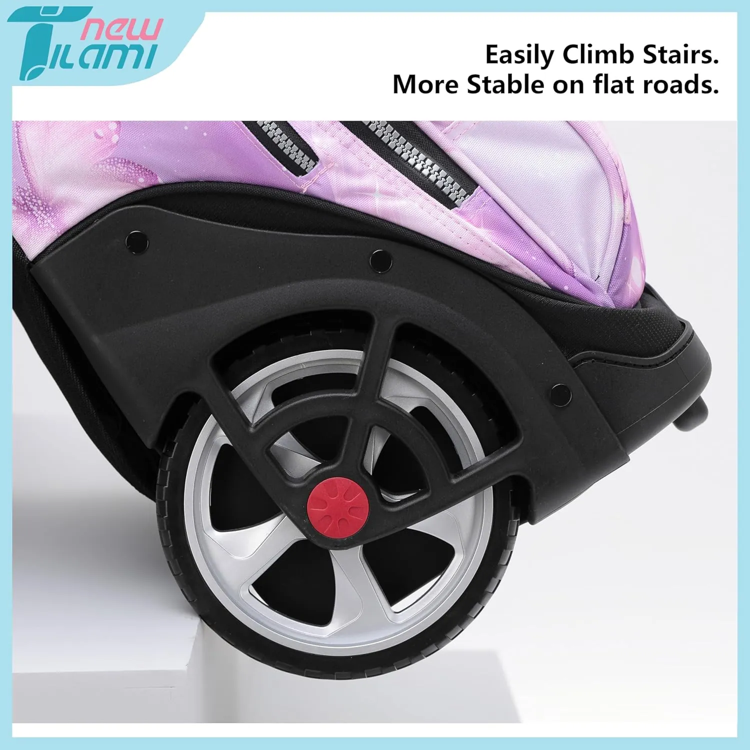 NEW TILAMI Rolling Backpack 19 inch Teens Rolling Backpack Cute Wheeled Computer Laptop Backpack Bookbag Roller Travel Bag College, Evening Butterfly (No USB interface)