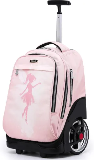 NEW TILAMI Rolling Backpack 19 inch Teens Rolling Backpack Cute Wheeled Computer Laptop Backpack Bookbag Roller Travel Bag College, Flower Fairy (No USB interface)