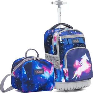 NEW TILAMI Rolling Backpack for Kids 18 Inch Wheeled Laptop Backpack Kids School Travel