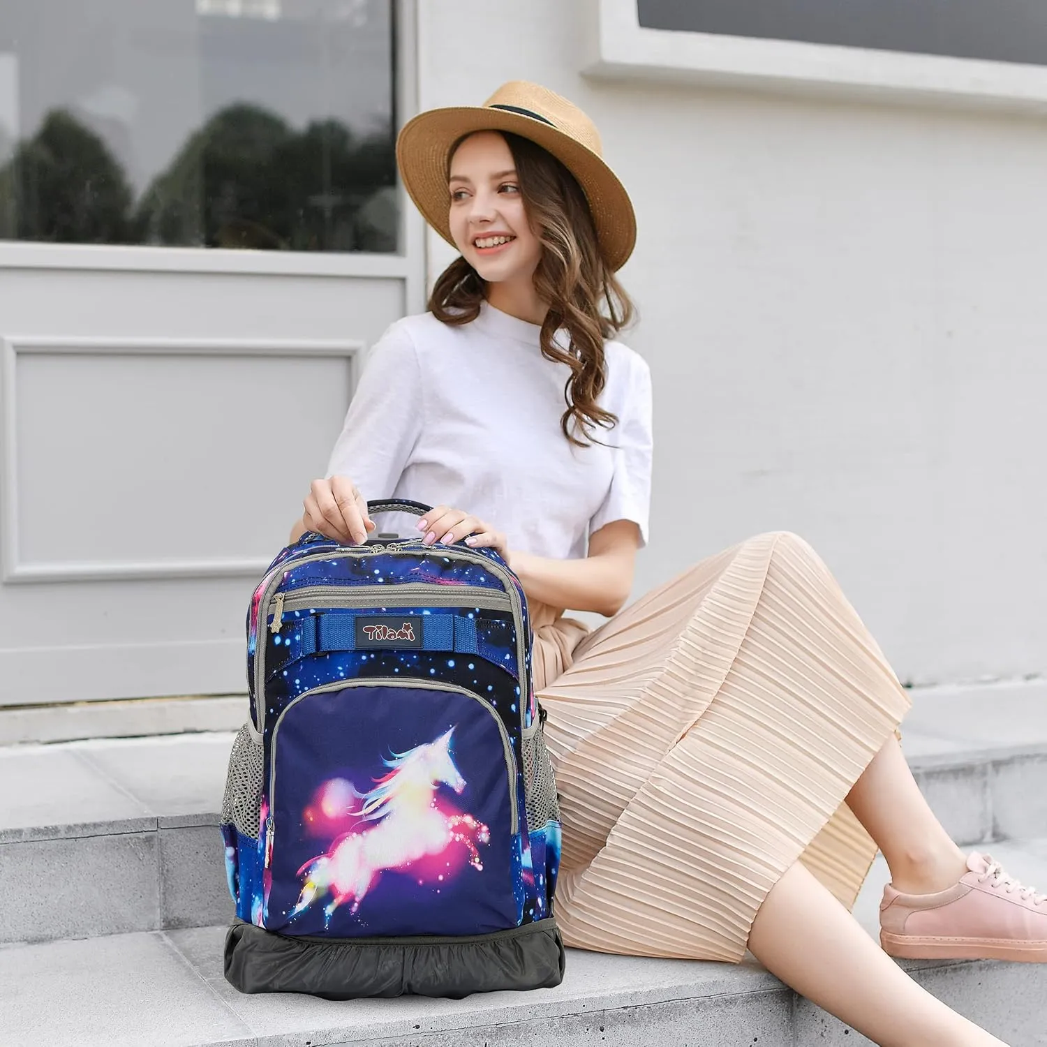 NEW TILAMI Rolling Backpack for Kids 18 Inch Wheeled Laptop Backpack Kids School Travel