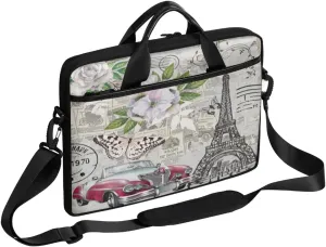 Newspaper Car Pylon Butterfly Laptop Case Bag with Detachable Strap Waterproof Laptop Bag Notebook Carrying Case 15.6 inch Laptop Sleeve Bag for Men Women Work Travel