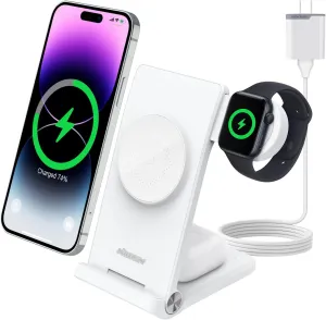 Nillkin 3 in 1 Charging Station for Apple Device 18W Magnetic Charger & Foldable & Magnetic Wireless Charger Station for iPhone16 15 14 13 12 Pro/Pro Max AirPods 2/3/Pro iWatch Ultra S8/7/6/5/4/3/2/SE