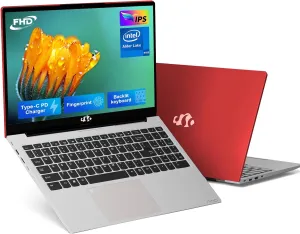 NIMO 15.6 IPS FHD-Laptop, Intel Pentium Quad Core N100 (Beat to i3 1115G4 Up to 3.4GHz) 8GB RAM 128GB SSD Laptop-Computer with Fingerprint Backlit Keyboard 65W Type-C Win 11 Red (Renewed)