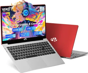 NIMO 15.6" FHD-IPS-Business Laptop, 8 Cores Intel i5-12450H 32GB RAM 2TB SSD(Beat i7-11800H, Up to 4.4 GHz) Computer with 100W Type-C Fingerprint Backlit Keyboard WiFi-6 Numpad Win 11