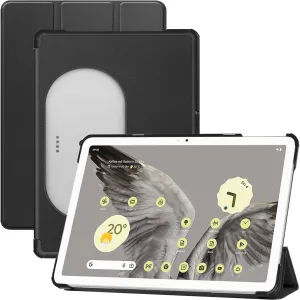 NINKI Google Pixel Tablet Case - Leather, Shockproof Hard PC   PU Leather Back Shell, Lightweight Cover with Stand for Pixel Tablet 2023 - Black